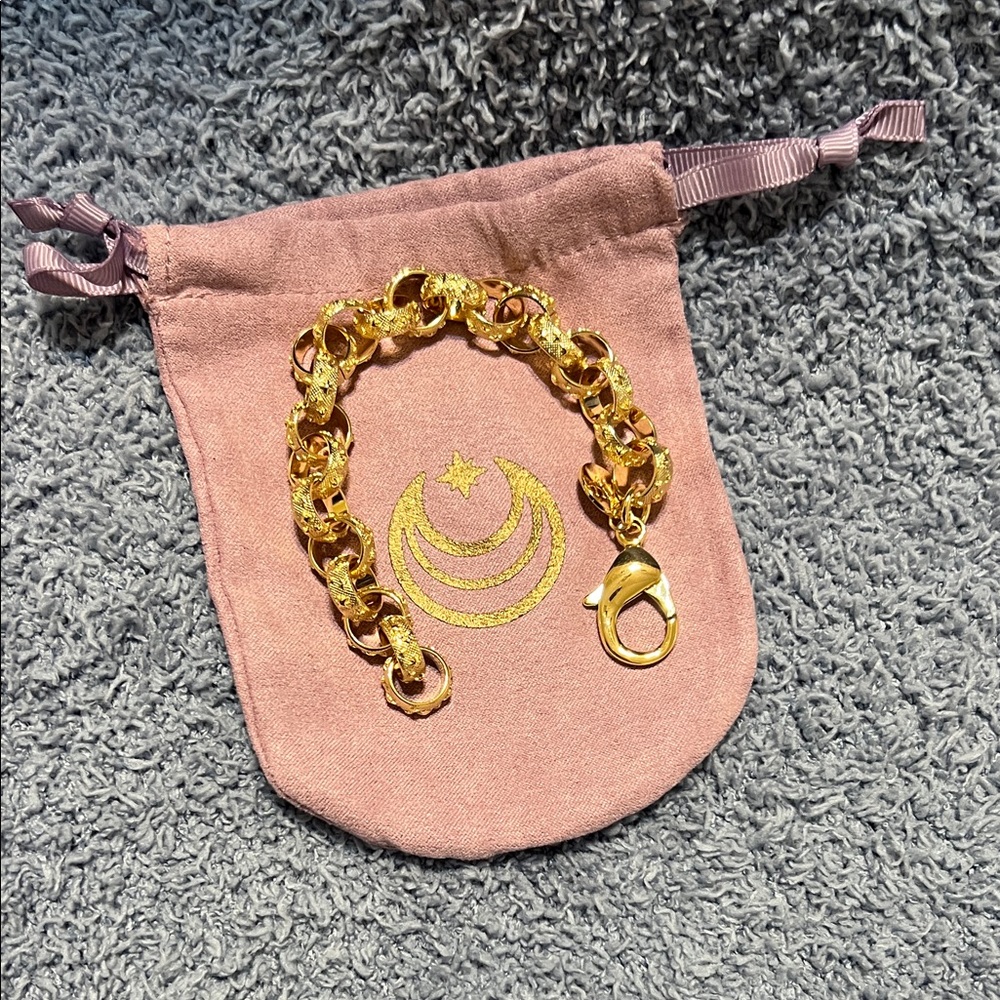 Jane Win chunky Gold Starry Rolo Chain Link Bracelet